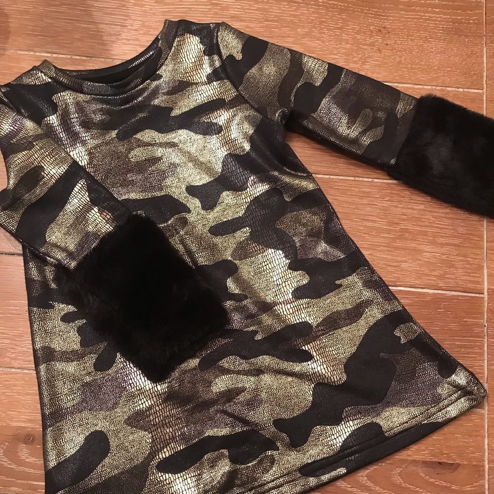 Frenchie mini couture metallic camo dress